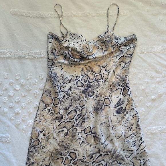 J.O.A. Cowl Neck Snake Print Slip Dress - Picture 5 of 7